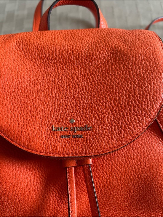Kate Spade Leila Peebled Leather Flap Bqckpack in Vibrant Orange main image 7
